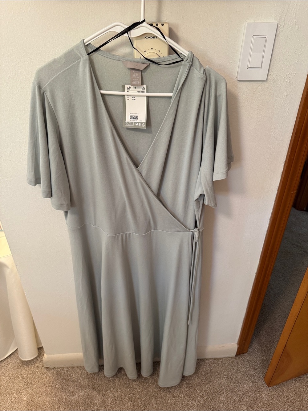H&M Light Sage Wrap Midi Dress